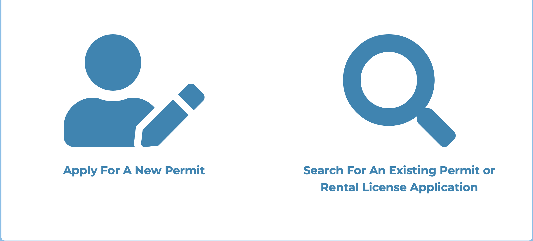 Citizen Centrl &mdash; the resident self-service portal: apply for a new permit, or search for an existing permit or rental license application