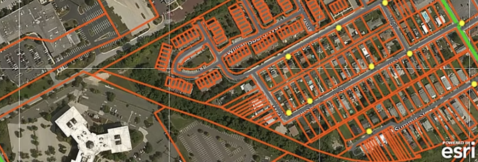 TRAISR GPS Centrl live street-sweeper route map &mdash; illustrative example.